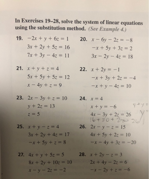 Solved In Exercises 19 28 Solve The System Of Linear Equ Chegg Com