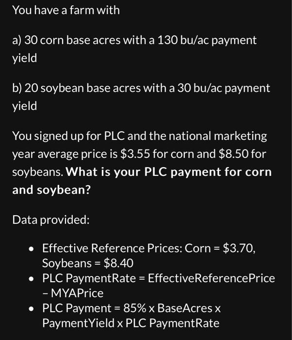 Solved please help with A and B! You have a farm with a) 30