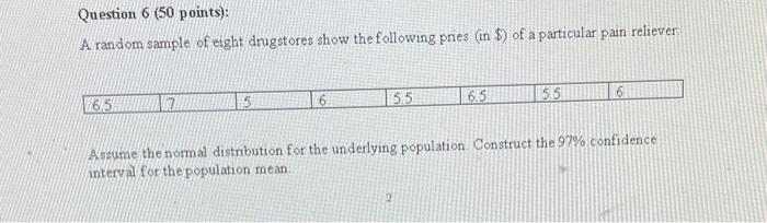 Solved Question 6 (50 points): A random sample of eight | Chegg.com