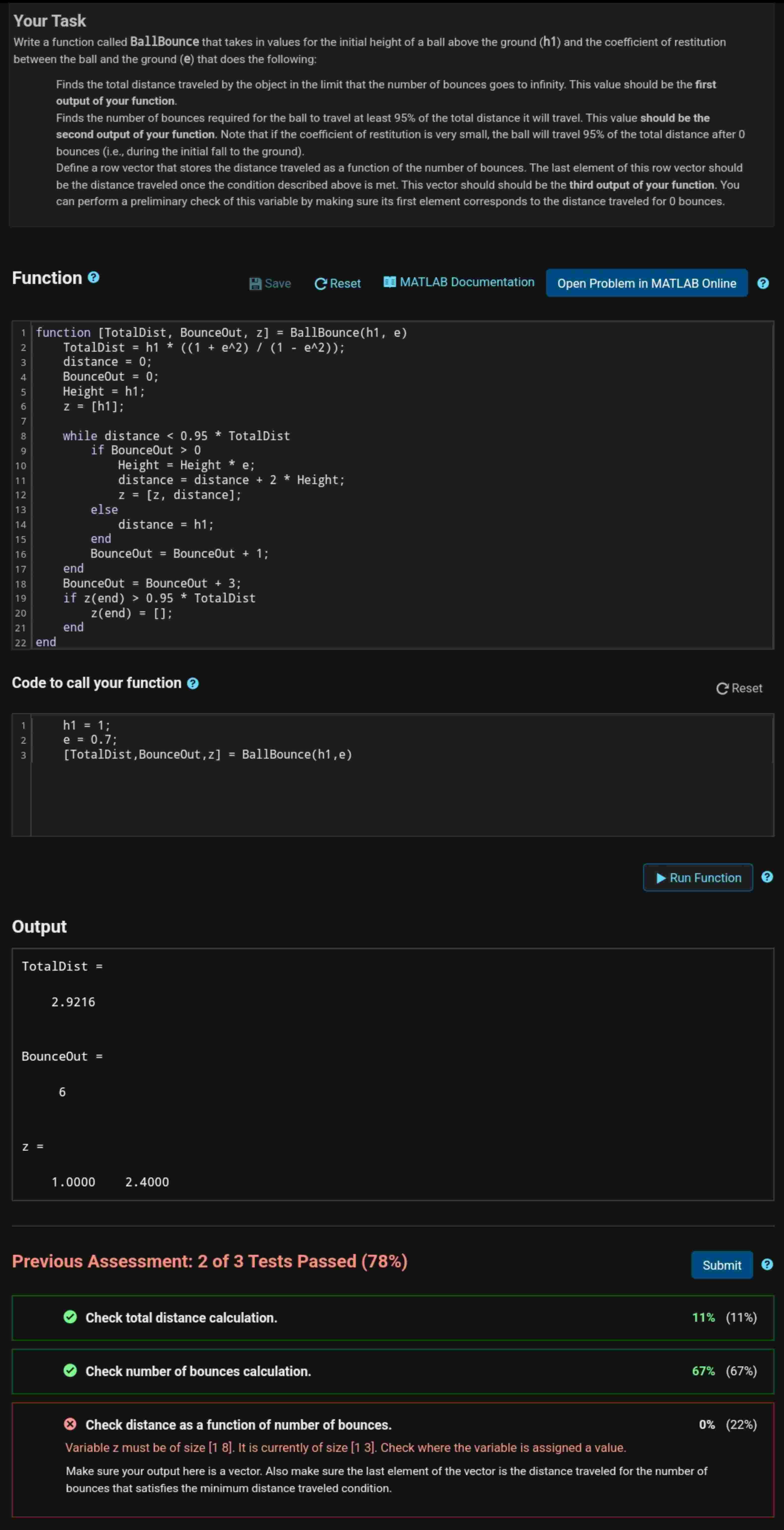 Solved Your TaskWrite a function called BallBounce that | Chegg.com