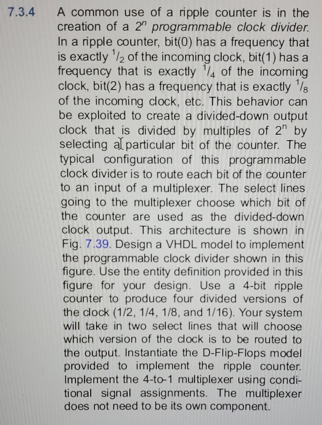 Solved 7.3.4 A common use of a ripple counter is in the | Chegg.com