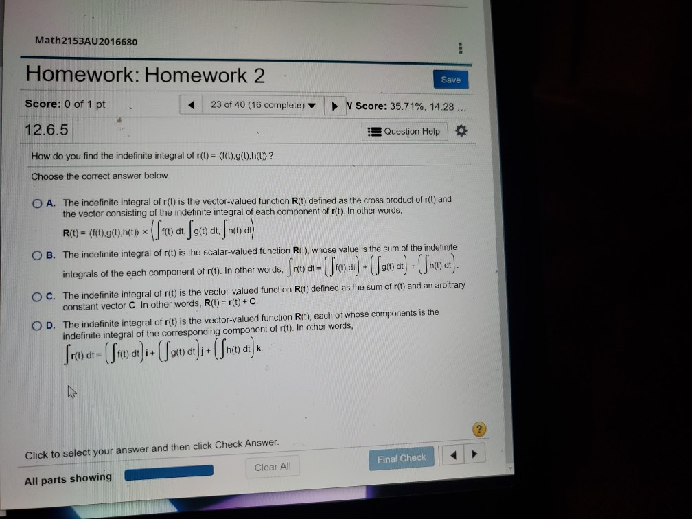 Solved Math2153AU2016680 Homework: Homework 2 Save Score: 0 | Chegg.com