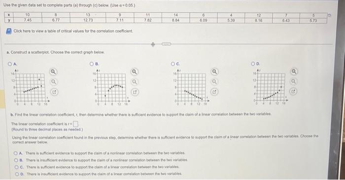 Solved Use the given data set to complete parts (o) through | Chegg.com