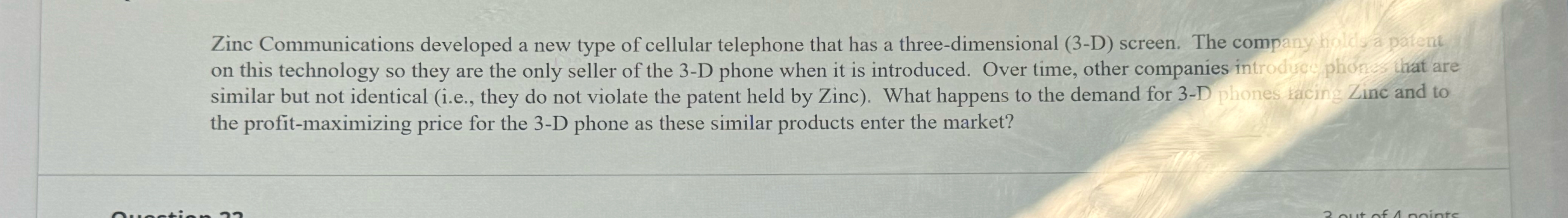 Solved Zinc Communications developed a new type of cellular