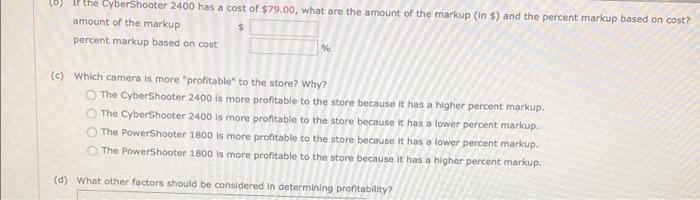 ou are the manager of a camera store. Use the | Chegg.com