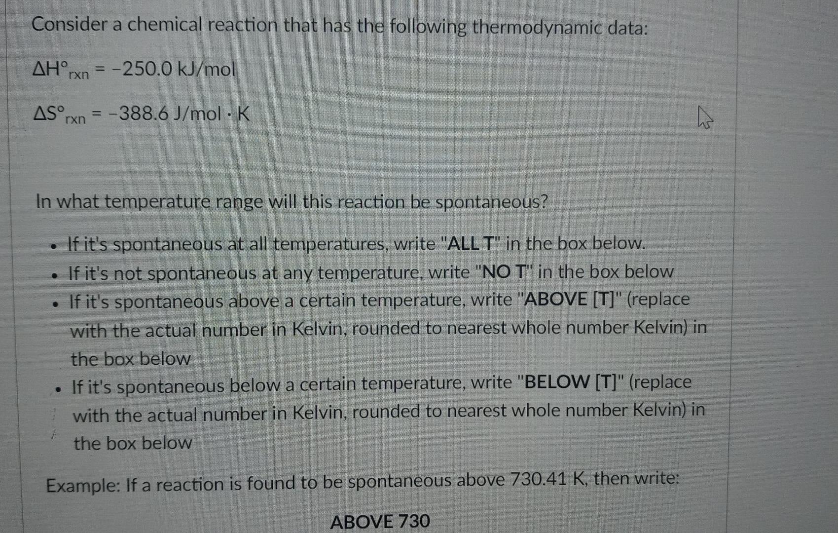 Solved Consider A Chemical Reaction That Has The Following | Chegg.com