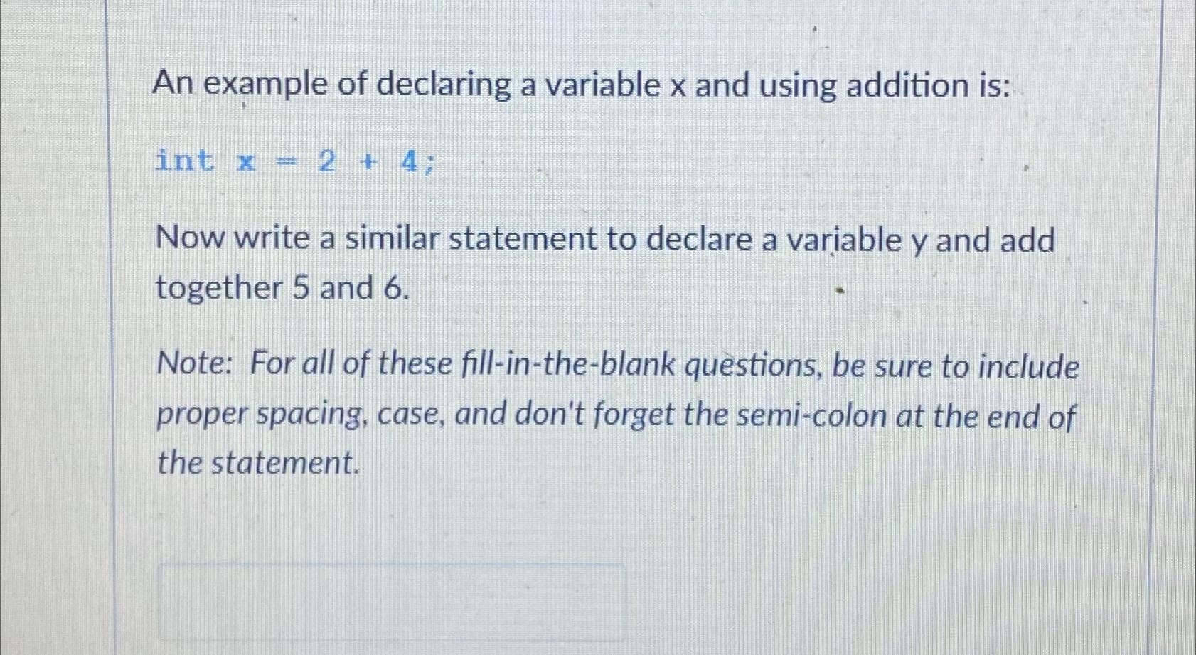 write a representation using variable x