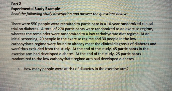 example of experimental study in statistics