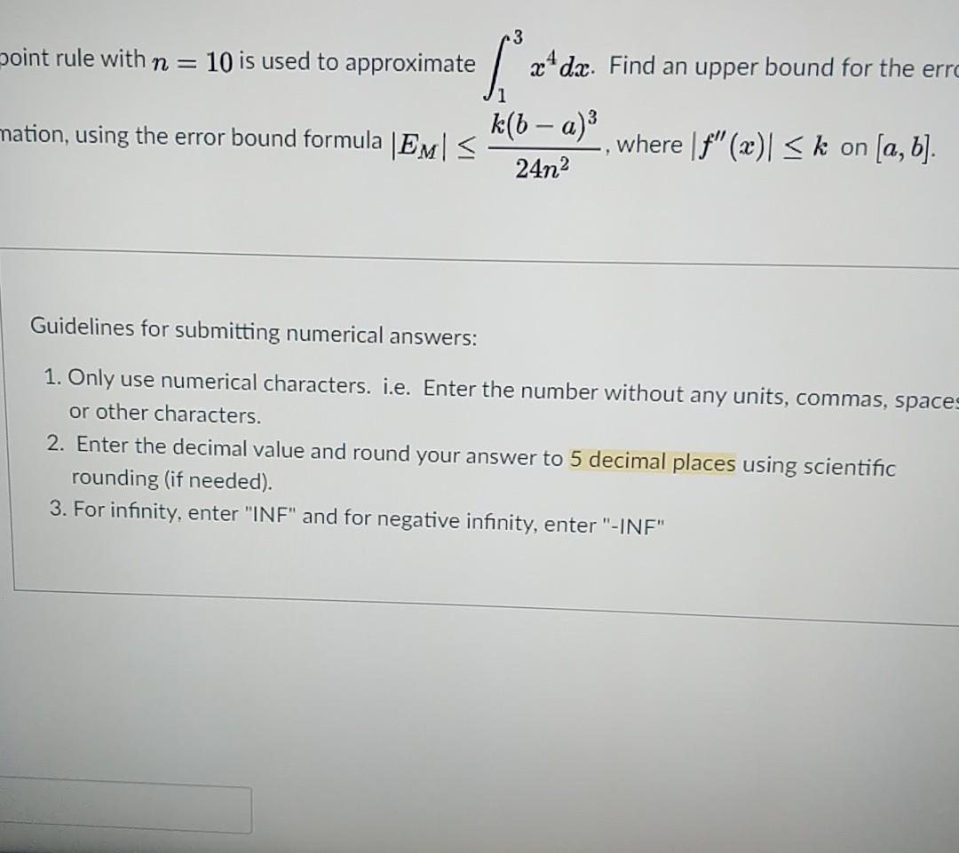 Solved 3 point rule with n = 10 is used to approximate 24 | Chegg.com