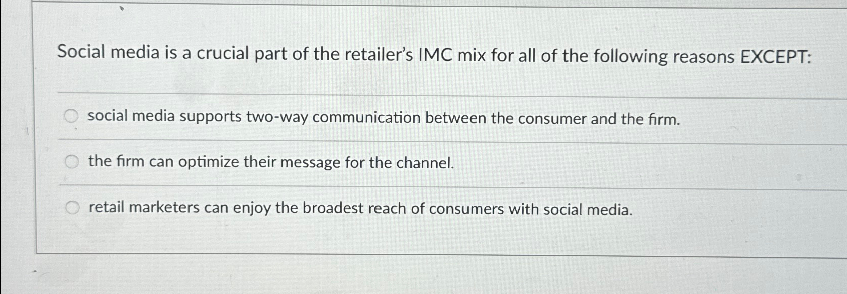 Solved Social media is a crucial part of the retailer's IMC | Chegg.com