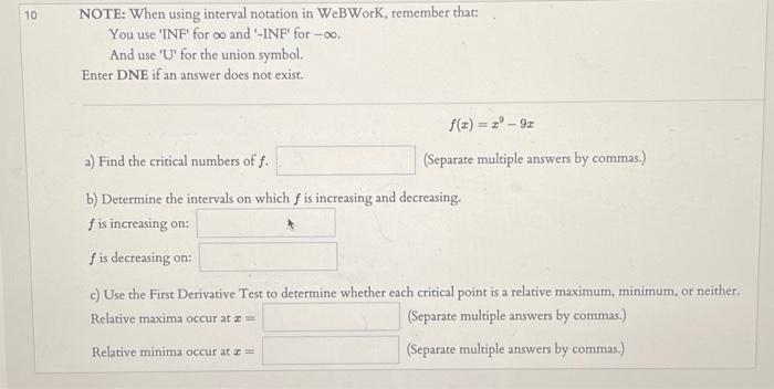 Solved NOTE When Using Interval Notation In WeBWorK Chegg Com   Image