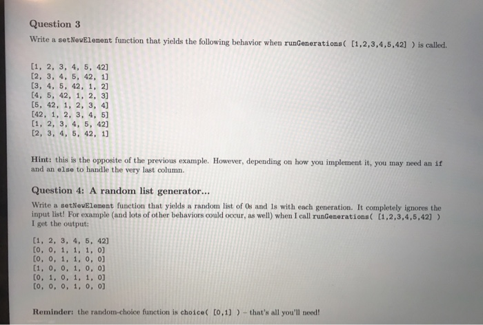Solved Question 3 Write a setNewElement function that yields | Chegg.com