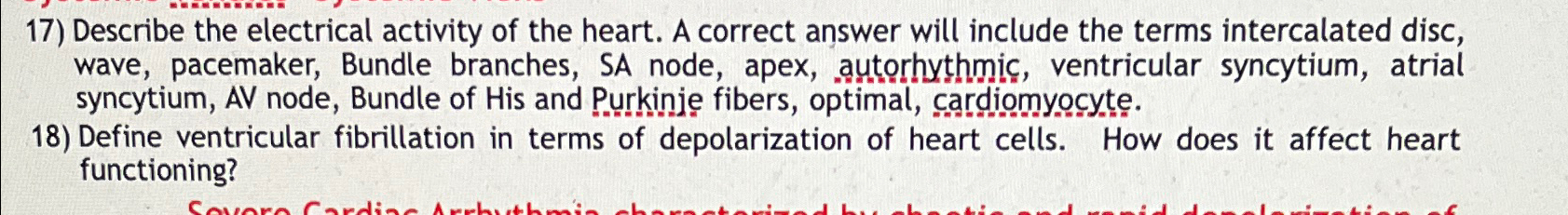 Solved Describe the electrical activity of the heart. A | Chegg.com