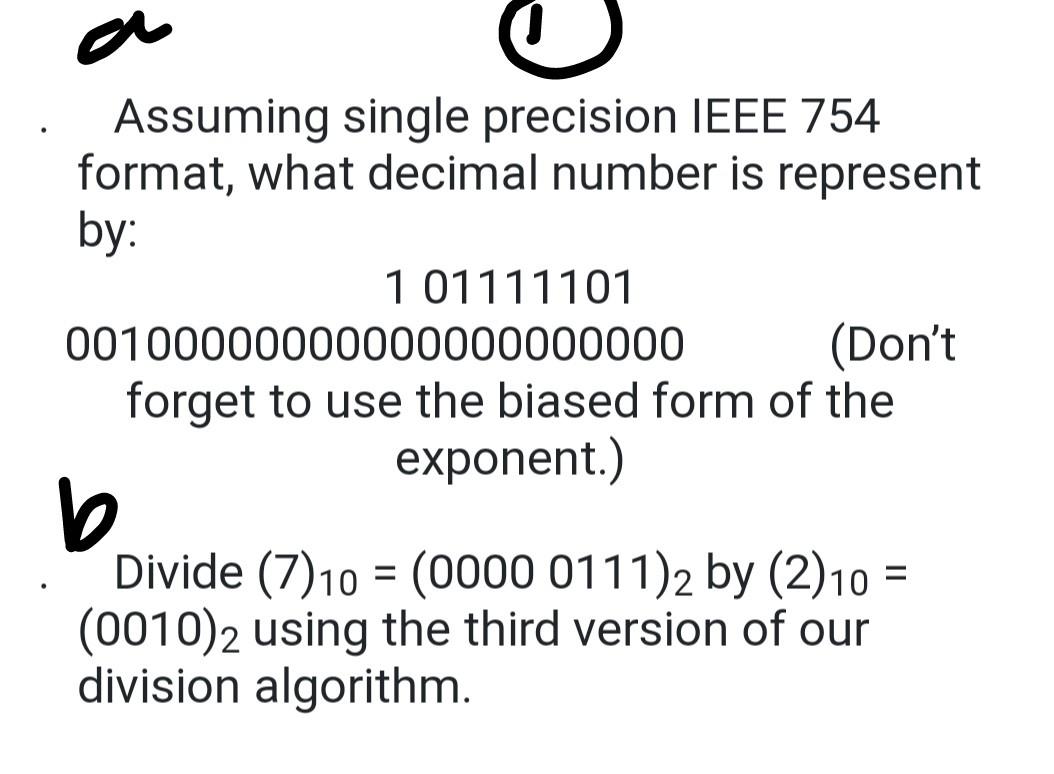 Solved Assuming single precision IEEE 754 format, what | Chegg.com