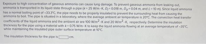 Solved Exposure to high concentration of gaseous ammonia can | Chegg.com