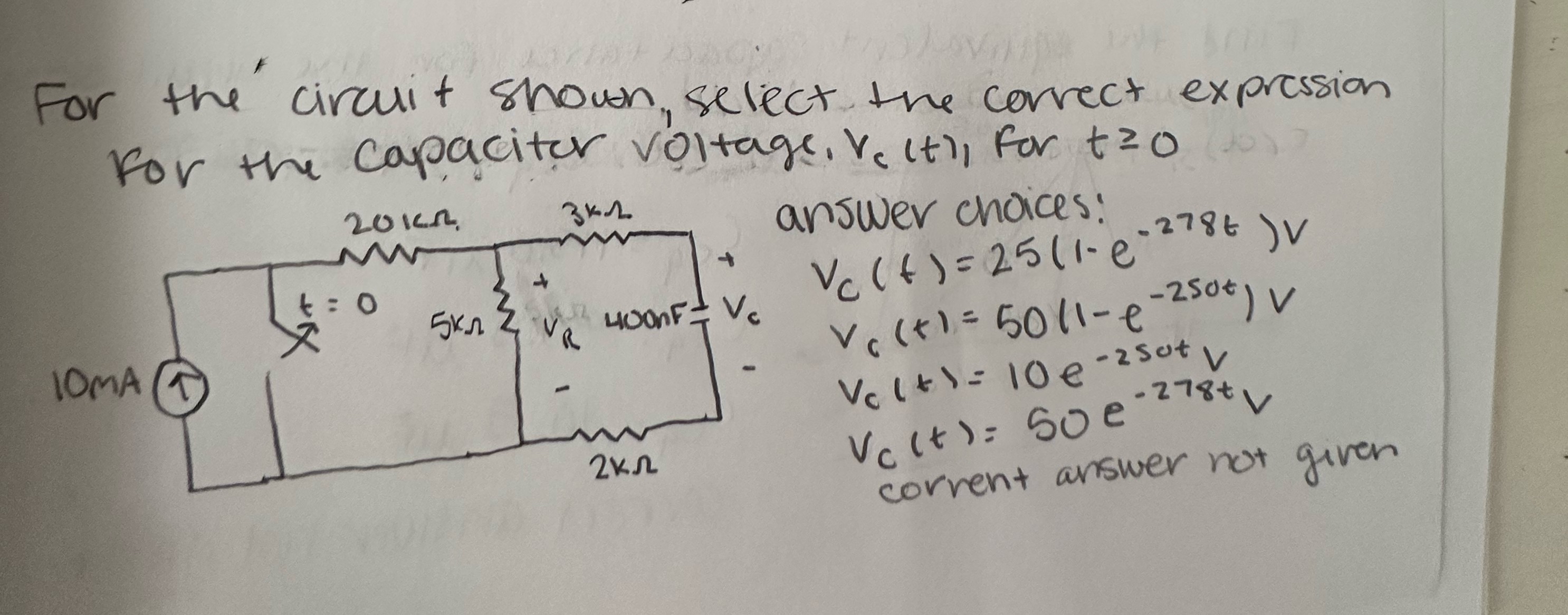 Solved For the circuit shown, select the correct expression | Chegg.com