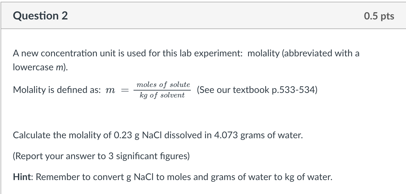 Solved Question 2A new concentration unit is used for this