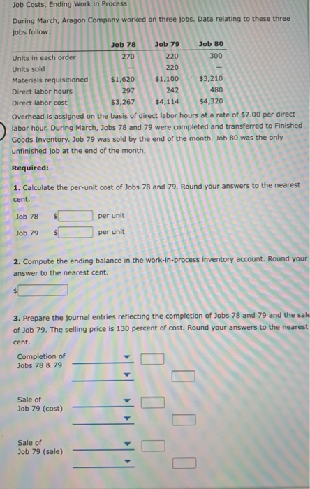 Solved Job Costs, Ending Work In Process During March, | Chegg.com