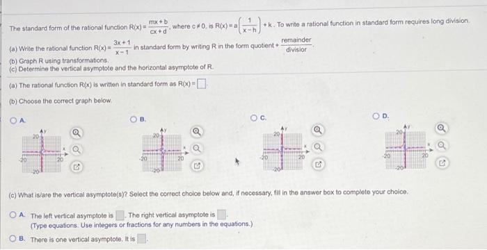 Solved Mx B The Standard Form Of The Rational Function R Chegg Com