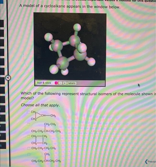 Solved A model of an alkane appears in the window below. | Chegg.com