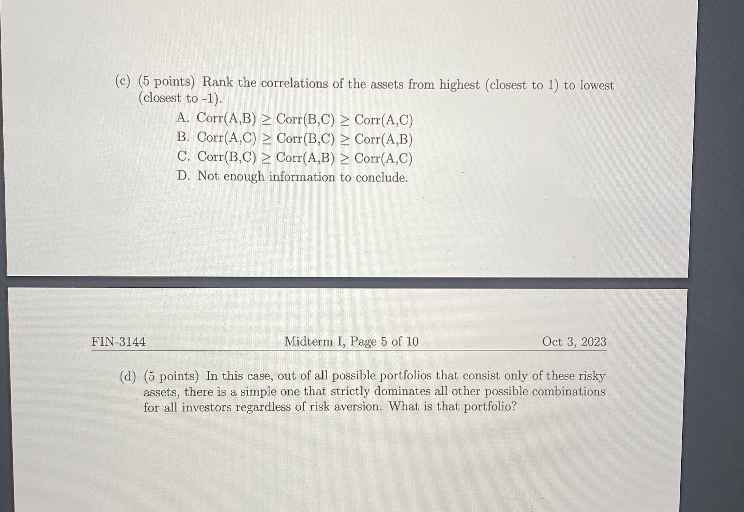 Solved Part II - 20 ﻿points eachProvide your answer in the | Chegg.com