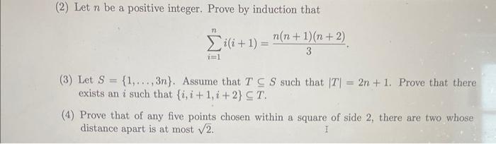 Solved (2) Let n be a positive integer. Prove by induction | Chegg.com
