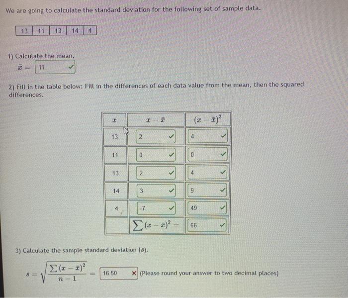 Solved We are going to calculate the standard deviation for | Chegg.com