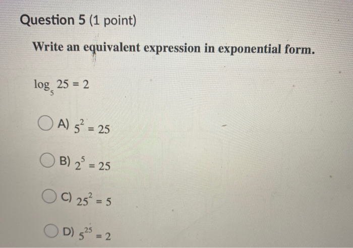 Solved Question 5 (1 point) Write an equivalent expression | Chegg.com