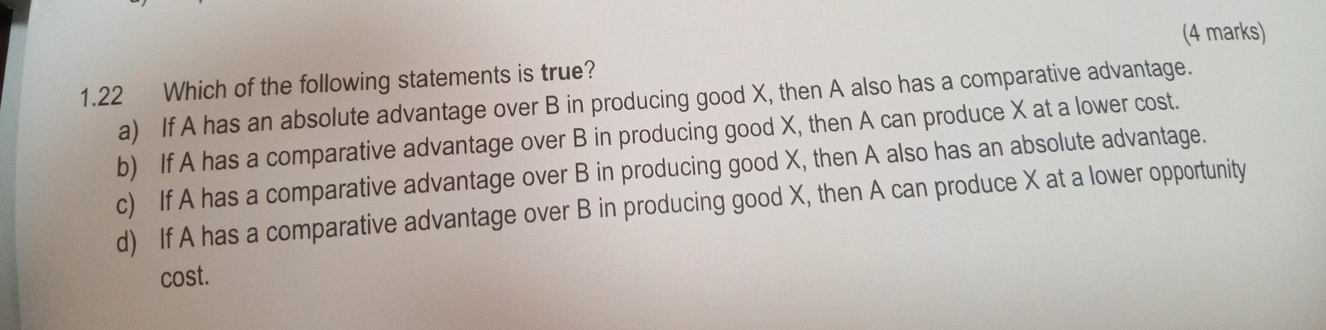 Solved 1.22 Which Of The Following Statements Is True? A) If | Chegg.com