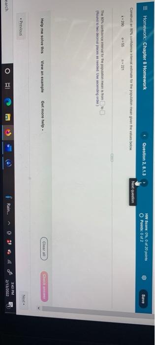 Solved E Homework Chapter 8 Homework Question 2, 8.1.3 HW | Chegg.com