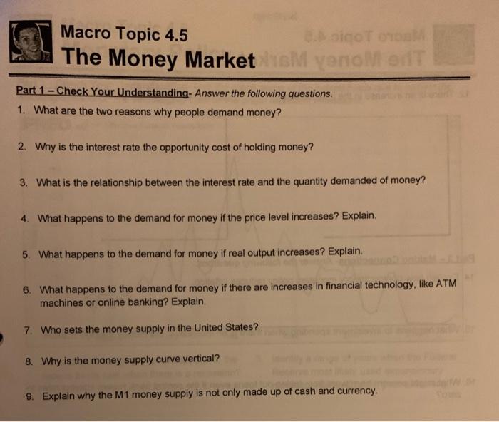 Solved Macro Topic 4.5 COT TO The Money Market M venom od