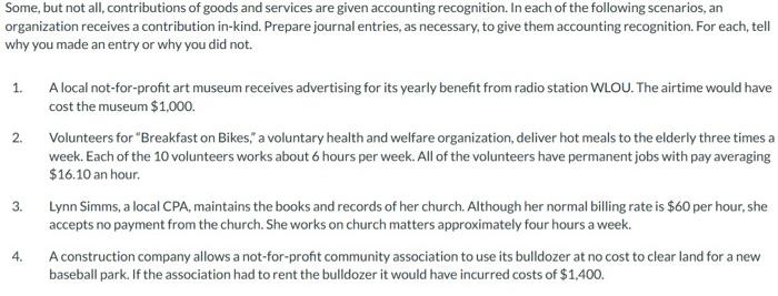 Solved Some, but not all, contributions of goods and | Chegg.com