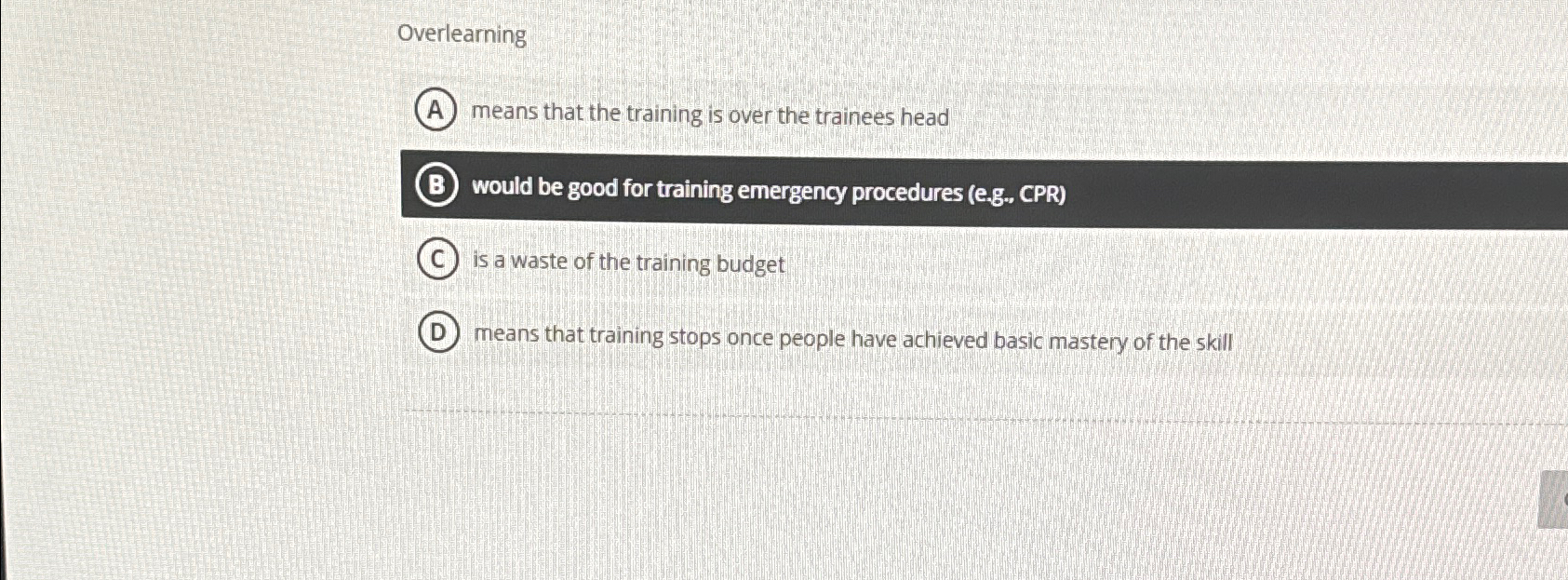 Solved OverlearningA means that the training is over the | Chegg.com