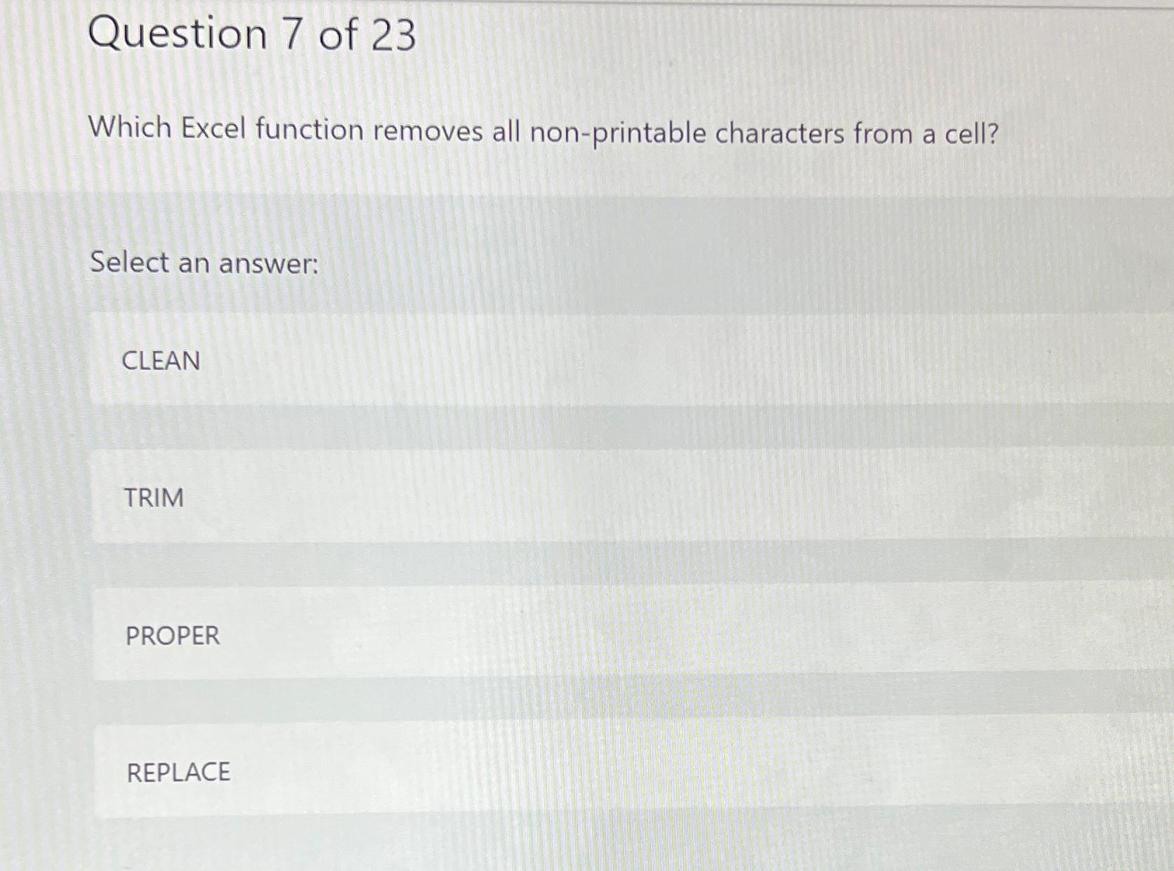 solved-question-7-of-23which-excel-function-removes-all-chegg