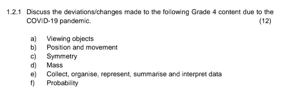 1.2.1 Discuss the deviations/changes made to the | Chegg.com
