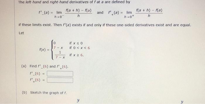 Solved The left-hand and right-hand derivatives of f at a | Chegg.com
