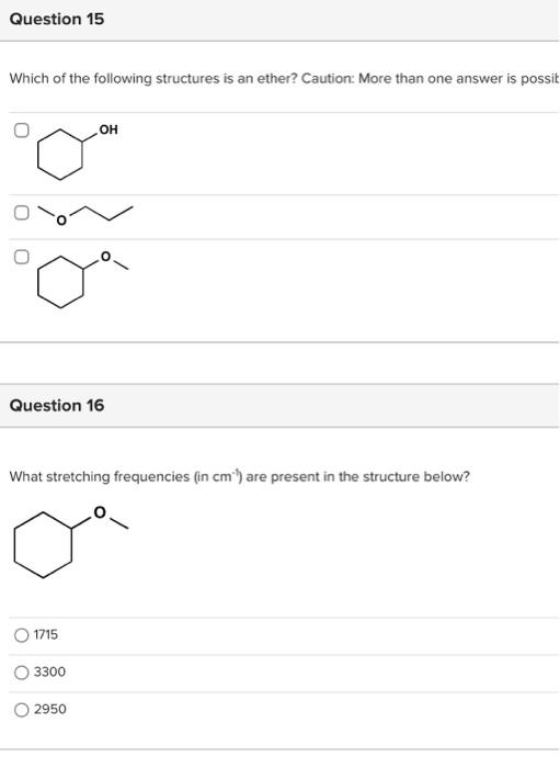 Solved Which Of The Following Structures Is An Ether? | Chegg.com