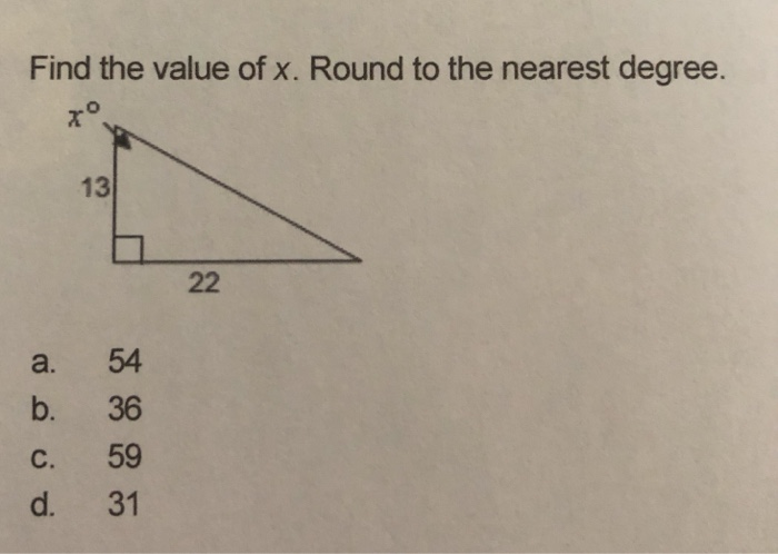 Solved Find the value of x. Round to the nearest degree. 70 | Chegg.com