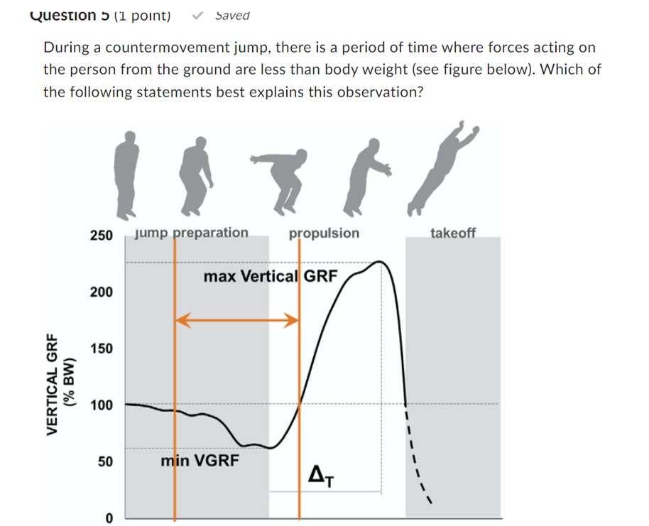 Solved During a countermovement jump, there is a period of | Chegg.com
