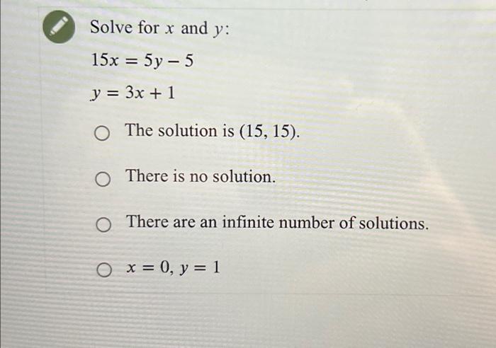 20x 5y 15 solution