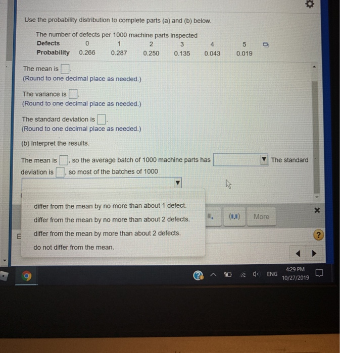 Solved Use the probability distribution to complete parts | Chegg.com