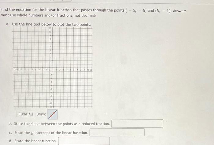 Solved Find the equation for the linear function that passes | Chegg.com