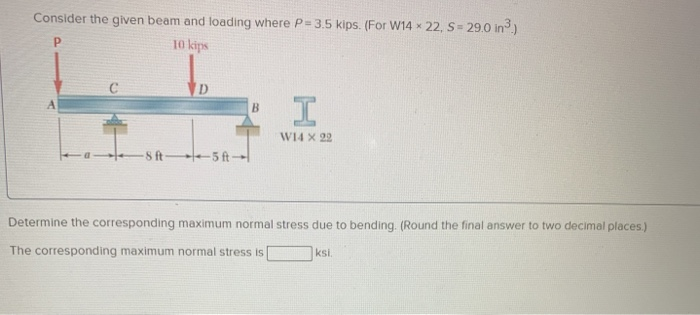 Solved Consider the given beam and loading where P = 3.5 | Chegg.com