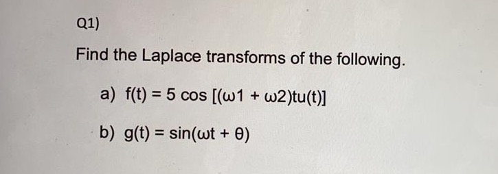 Solved Q1)Find the Laplace transforms of the | Chegg.com