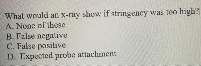 Solved What would an x-ray show if stringency was too high? | Chegg.com