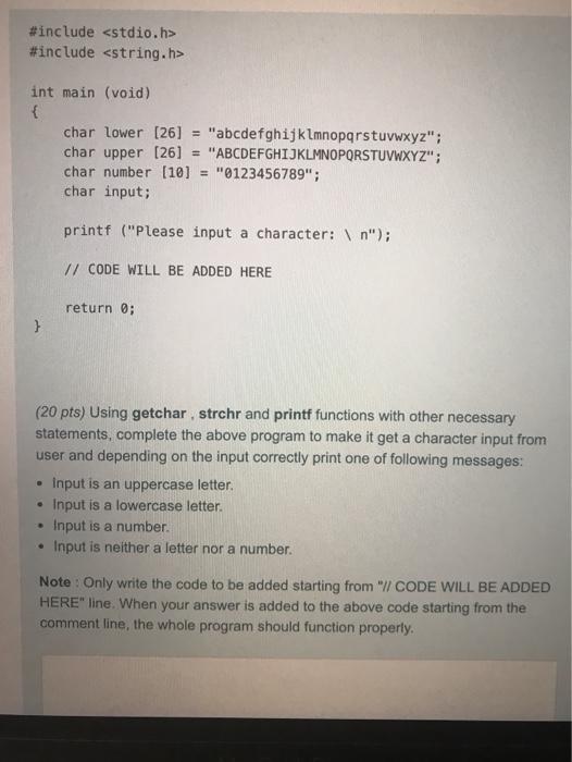 Solved #include #include int main (void) { char lower [26] | Chegg.com