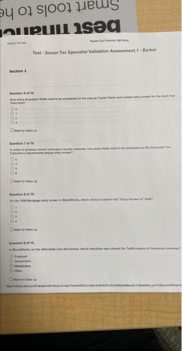 Test Senior Tax Specialist Validation Assessn Chegg