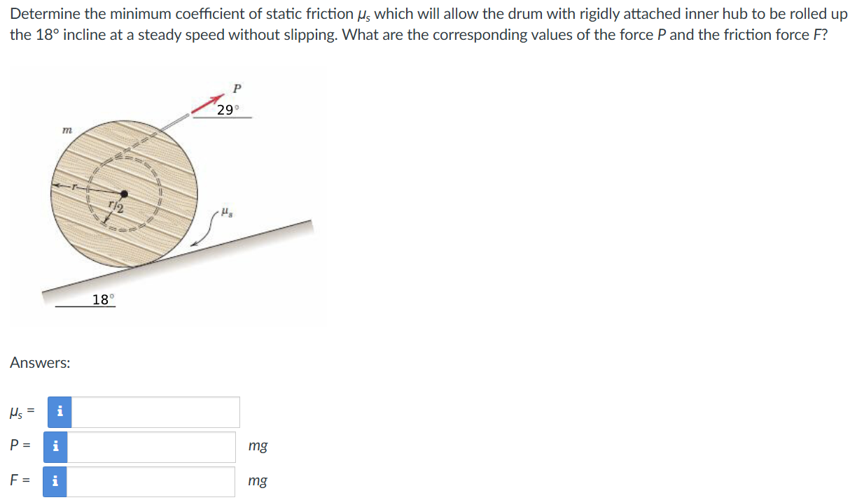 Solved Determine the minimum coefficient of ﻿static friction | Chegg.com