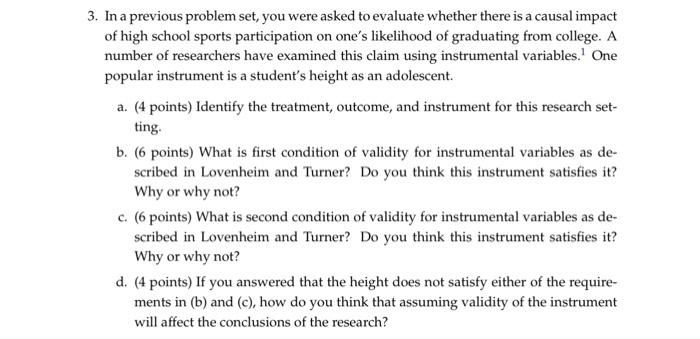 Solved 3. In a previous problem set, you were asked to | Chegg.com