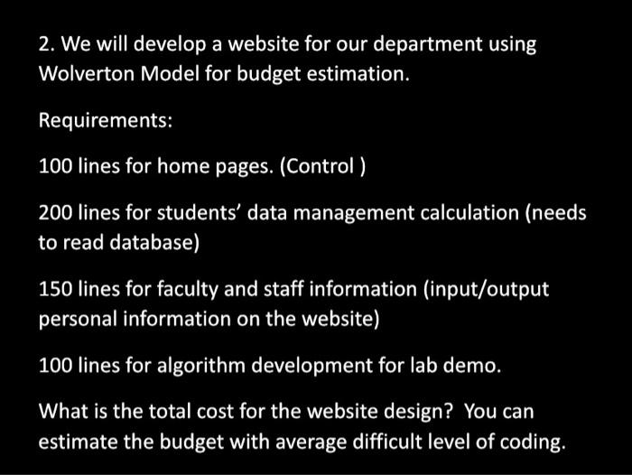 Solved 2. We will develop a website for our department using | Chegg.com
